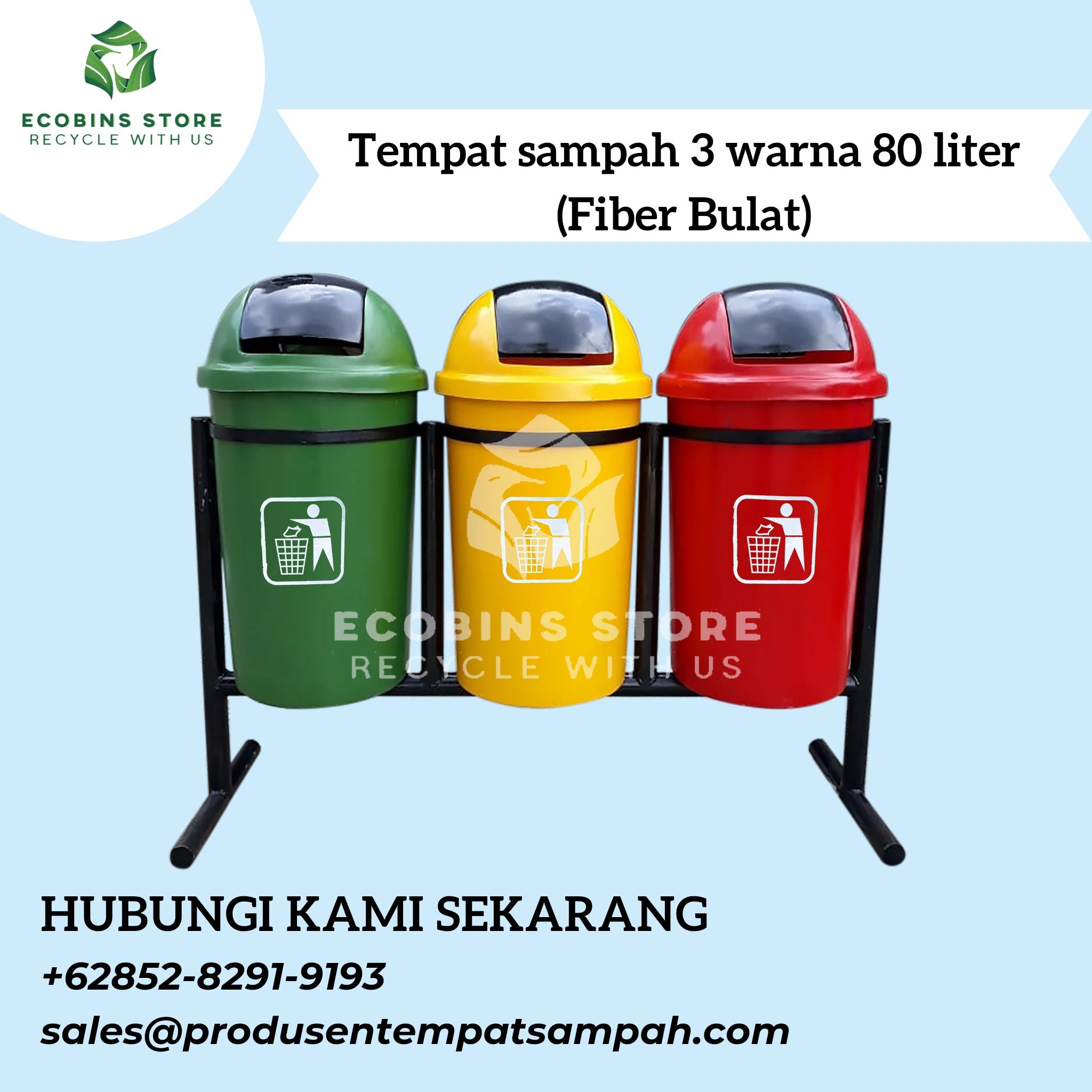 Fiber Bulat 3in 1 80L tempat sampah fiber glass, tempat sampah fiber, tong sampah fiber, tong sampah fiberglass, tong sampah outdoor, tempat sampah outdoor, tong sampah 3 warna, tempat sampah 3 warna, bak sampah 3 warna, kotak sampah 3 warna, tong sampah pilah 3 warna, tempat sampah pilah, tempat sampah 3 in 1,